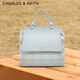CHARLES&KEITH時(shí)尚拼色編織雙肩背包女生日禮物CK11-60782356 Sea Salt Blue海鹽藍/米色 R