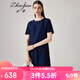 兆君2024春夏新款小香風(fēng)連衣裙女千鳥格提花直筒桑蠶絲裙子 藏青 2XL