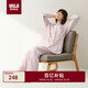 無印良品（MUJI）[自營限定款]無側(cè)縫 雙層紗織睡衣 淺粉紅色格紋  L 
