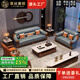 萊絲美頓（LESMERTON）新中式烏金木沙發(fā)真皮沙發(fā)頭層牛皮沙發(fā)客廳別墅大戶(hù)型沙發(fā)組合 直排四人位 加厚2.2MM進(jìn)口頭層牛皮【超長(cháng)售后質(zhì)保15年】