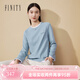 菲妮迪（FINITY）菲妮迪圓領(lǐng)T恤秋季新款撞色拼接圓領(lǐng)百搭長(zhǎng)袖上衣女 藍(lán)色 M