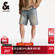 杰克·瓊斯（JACK&JONES）男裝夏季新款百搭休閑男寬松水洗貓須多口袋牛仔短褲225243009 E39中藍牛仔 M (175)