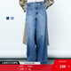 H&M【徐若晗同款】女裝牛仔褲新款高腰丹寧直筒慵懶闊腿褲1261750 淺牛仔藍 38 160/72