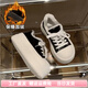 百麗踏【廠(chǎng)牌】原創(chuàng  )加絨圓頭厚底流行松糕帆布鞋女秋冬大頭休閑 黑色 37 235mm