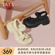 他她（TATA）休閑運(yùn)動涼鞋女鞋厚底舒適沙灘涼鞋2025夏季新款 黑色 37
