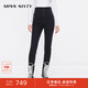 MISS SIXTY磨毛牛仔褲女士四扣高腰顯瘦四面彈力復古百搭鉛筆褲 黑色 28