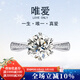 燮樂(lè )IGI證書(shū)PT950鉑金鑲人工培育鉆石女士戒指人造鉆飾戒子送女友禮物 鉑金1克拉培育鉆石D色VS1/3EX/N