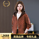 LIIS【商場(chǎng)同款】高端外套2026秋季短女寬松休閑大碼中媽媽洋氣減齡連 橘紅色 L
