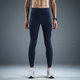 NEDAO內道聚能艙收納緊身長(cháng)褲男帶口袋跑步訓練馬拉松運動(dòng)彈力緊身褲 藏青 XL