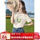 百圖betu女裝夏新款T恤簡(jiǎn)約字母印花珍珠蝴蝶結短袖T恤女2307T25 淺杏色 M