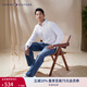 TOMMY HILFIGER【純棉府綢】秋冬男女商務(wù)通勤休閑條紋情侶款長袖襯衫外套 【純色繡標(biāo)襯衫】-白色YCI S （推薦：120-135斤）