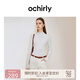 歐時力OCHIRLY 桑蠶絲羊毛套頭毛衣女修身針織潮流感休閑高級感 米白 S
