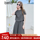 百圖betu女裝2025夏季新款女裝套裝索羅娜T恤傘裙兩件套裙子女2506T49 炭灰 M