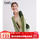 百圖betu女裝秋季新款曠野美拉德拼色設計V領(lǐng)長(cháng)袖開(kāi)衫女2409T36 綠色 L