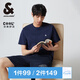 杰克·瓊斯（JACK&JONES）25年男裝T恤男夏季T恤舒適男士短袖涼感多色上衣純色水洗不易走形 海軍藍E38 M 175
