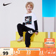 NIKE 耐克小童裝男童純棉長袖T恤春秋兒童假兩件針織休閑上衣打底衫