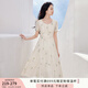 香影襯衫女短袖2025夏裝新款正肩圓領(lǐng)杏色甜美風(fēng)襯衣刺繡碎花上衣 杏色連衣裙 L85S053 S 155/80A/85-95斤