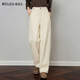 Olrain歐芮兒新款女裝秋季休閑雅痞長(cháng)褲時(shí)尚百搭闊腿褲直筒褲 杏色 M
