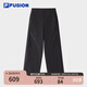 FILA FUSION斐樂(lè)潮牌梭織長(zhǎng)褲女2025夏季新款時(shí)尚寬松休閑工裝褲 正黑色-BK M 165/66A/M