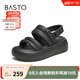 百思圖夏季商場(chǎng)新款白色運(yùn)動(dòng)涼鞋松糕厚底女沙灘涼鞋UCL31BL4 黑色 36
