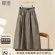 她池寬松半身裙2025春夏新款女裝時(shí)尚松緊腰大口袋中長(cháng)裙