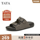他她（TATA）復古休閑勃肯拖鞋男鞋厚底外穿涼鞋2025秋季新款 灰色 40