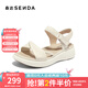 森達羊皮涼鞋女夏新商場(chǎng)同款簡(jiǎn)約厚底增高休閑涼鞋SZM01BL4 米白 38