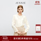 JESSIE【素羽】2025年秋季新款法式蕾絲花邊領襯衫女長袖條紋褶皺 杏色 M