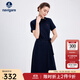 Navigare意大利小帆船女士連衣裙25夏季休閑百搭裙子不對稱(chēng)翻領(lǐng)通勤中長(cháng)裙 海軍藍 M
