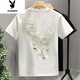 花花公子中國風夏季短袖時尚刺繡麒麟男士t恤半袖上衣服男裝圓領(lǐng)透氣 T2563白色 L [建議100-115斤內(nèi)]