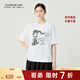 哥弟（GIRDEAR）女裝2025新款圓領(lǐng)寬松質(zhì)感繩帶繡花短袖純棉T恤女130092 美人魚(yú)-白 M (3碼)