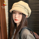 稻草人帽子女新款百搭麂皮絨貝雷帽日系大臉適合大頭圍顯臉小八角帽洋氣 卡其【款式二】 均碼