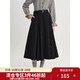 獨束大碼女裝【學(xué)院濾鏡】針織拼接假兩件襯衫2025秋裝學(xué)院風(fēng)上衣 靜謐黑-半身裙 2XL （尺碼：4）