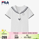 FILA斐樂(lè )童裝兒童短袖t恤海軍領(lǐng)2025夏季女中大童學(xué)院風(fēng)上衣