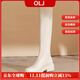 OLJ奢侈高端品牌女靴厚底馬丁長(cháng)靴2025新款通勤時(shí)尚內增高長(cháng)筒靴 米白(平跟款單里)4cm 37