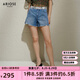 艾諾絲雅詩(shī)【商場(chǎng)同款】2025夏季新品新疆棉顯瘦高腰水洗短褲牛仔褲40533285 牛仔蘭 M