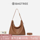 BAGTREE包包樹圖南植鞣皮hobo女包2025年新單肩斜挎包通勤餃子包七夕禮物 烤棕色-大號 贈斜挎延長肩帶 高級小眾