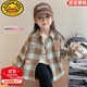 G.DUCKKIDS小黃鴨女童格子襯衫2025新款秋季洋氣外套兒童春秋裝長(cháng)袖襯衣上衣 咖色卡通襯衫【面料】 130