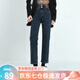 蘿美醬煙管褲直筒褲牛仔褲女2025年春秋新款小個(gè)子高腰顯瘦九分法棍褲子 藍(lán)灰色九分 L