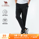 駱駝（CAMEL）直筒運(yùn)動(dòng)褲男子休閑針織衛(wèi)褲長褲 CB1225L0784B 黑色 XL