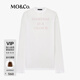 MO&Co.輕薄T恤2025夏新品沙爽棉個性印花寬松長袖圓領MBE2TEE028 本白色 S /160