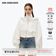 ANN ANDELMAN長(cháng)袖修身外套短款雙開(kāi)拉鏈高腰連帽衛衣 白色 XS