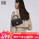 HR赫蓮娜女包頭層牛皮手提包女小包菱格包女士手拎包生日禮物 黑色