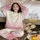 女童高顏值睡衣2026超火漸變色女孩秋冬珊瑚絨家居服半邊絨兒童裝 粉色【實(shí)體店熱銷(xiāo)款-高品質(zhì)】 150