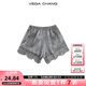 VEGA CHANG蕾絲花邊高腰平腿褲2025年新款舒適提臀防走光短褲女安全褲打底褲 灰色