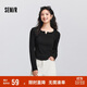 森馬（Semir）[商場(chǎng)同款]長(cháng)袖T恤女短款緊身顯瘦2025春木耳邊上衣101125101009