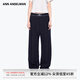 ANN ANDELMAN官方直營2025新品純色直筒長褲設計感松緊腰休閑褲女 藏藍色 S