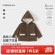 babylove嬰幼兒秋冬外套夾棉保暖寶寶燈芯絨連帽上衣小童外出防寒服 琥珀棕 80