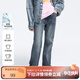 安奈兒（Annil）童裝女童牛仔褲秋微喇褲子彈力休閑時(shí)尚長(cháng)褲 深藍牛仔 140 cm