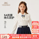英氏（YEEHOO）女童polo衫兒童T恤中大童裝長(cháng)袖上衣學(xué)院抗菌打底衫秋 白色 150